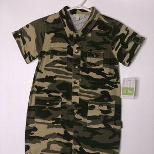 Le top boys camouflage romper army green NWT